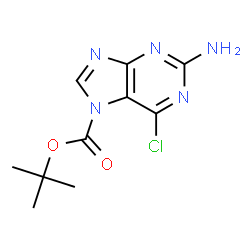 ChemSpider 2D Image | 2-Methyl-2-propanyl 2-amino-6-chloro-7H-purine-7-carboxylate | C10H12ClN5O2