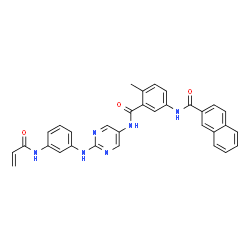 ChemSpider 2D Image | N-{3-[(2-{[3-(Acryloylamino)phenyl]amino}-5-pyrimidinyl)carbamoyl]-4-methylphenyl}-2-naphthamide | C32H26N6O3