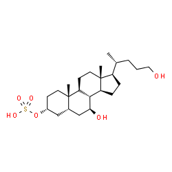 ChemSpider 2D Image | (3alpha,5beta,7beta)-7,24-Dihydroxycholan-3-yl hydrogen sulfate | C24H42O6S
