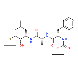 ChemSpider 2D Image | N-{[(2-Methyl-2-propanyl)oxy]carbonyl}-L-phenylalanyl-N-{(2S,3R)-2-hydroxy-5-methyl-1-[(2-methyl-2-propanyl)sulfanyl]-3-hexanyl}-L-alaninamide | C28H47N3O5S