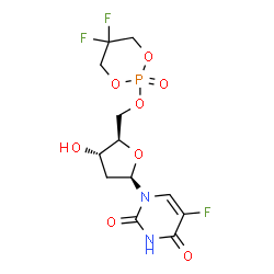 ChemSpider 2D Image | 2'-Deoxy-5'-O-(5,5-difluoro-2-oxido-1,3,2-dioxaphosphinan-2-yl)-5-fluorouridine | C12H14F3N2O8P