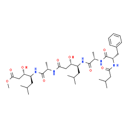 ChemSpider 2D Image | N-(3-Methylbutanoyl)-L-phenylalanyl-N-[(3S,4S)-3-hydroxy-1-{[(2S)-1-{[(3S,4S)-3-hydroxy-1-methoxy-6-methyl-1-oxo-4-heptanyl]amino}-1-oxo-2-propanyl]amino}-6-methyl-1-oxo-4-heptanyl]-L-alaninamide | C37H61N5O9