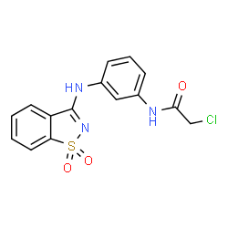 ChemSpider 2D Image | 2-Chloro-N-{3-[(1,1-dioxido-1,2-benzothiazol-3-yl)amino]phenyl}acetamide | C15H12ClN3O3S