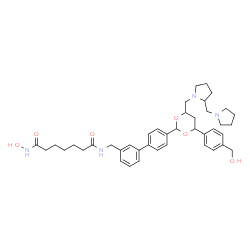 ChemSpider 2D Image | N-Hydroxy-N'-{[4'-(4-[4-(hydroxymethyl)phenyl]-6-{[2-(1-pyrrolidinylmethyl)-1-pyrrolidinyl]methyl}-1,3-dioxan-2-yl)-3-biphenylyl]methyl}heptanediamide | C41H54N4O6