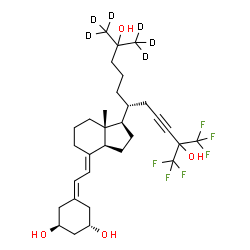 ChemSpider 2D Image | (1S,3S,7E,17beta)-17-[(6R)-1,1,1-Trifluoro-2,10-dihydroxy-10-(~2~H_3_)methyl-2-(trifluoromethyl)(11,11,11-~2~H_3_)-3-undecyn-6-yl]-9,10-secoestra-5,7-diene-1,3-diol | C31H38D6F6O4