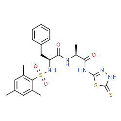 ChemSpider 2D Image | N-(Mesitylsulfonyl)-L-phenylalanyl-N-(5-thioxo-4,5-dihydro-1,3,4-thiadiazol-2-yl)-L-alaninamide | C23H27N5O4S3