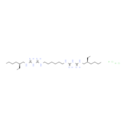 ChemSpider 2D Image | N,N''''-1,6-Hexanediylbis{N'-[(2S)-2-ethylhexyl](imidodicarbonimidic diamide)} dihydrochloride | C26H58Cl2N10