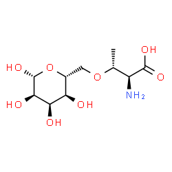 ChemSpider 2D Image | (2S,3R)-2-Amino-3-{[(2R,3S,4R,5R,6R)-3,4,5,6-tetrahydroxytetrahydro-2H-pyran-2-yl]methoxy}butanoic acid (non-preferred name) | C10H19NO8