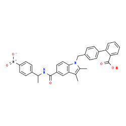 ChemSpider 2D Image | 4'-[(2,3-Dimethyl-5-{[1-(4-nitrophenyl)ethyl]carbamoyl}-1H-indol-1-yl)methyl]-2-biphenylcarboxylic acid | C33H29N3O5