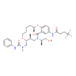 ChemSpider 2D Image | N-[(3S,9R,10S)-9-[[[anilino(oxo)methyl]-methylamino]methyl]-12-[(2R)-1-hydroxypropan-2-yl]-3,10-dimethyl-13-oxo-2,8-dioxa-12-azabicyclo[12.4.0]octadeca-1(14),15,17-trien-16-yl]-4,4,4-trifluorobutanamide | C33H45F3N4O6