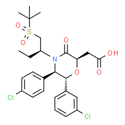 ChemSpider 2D Image | [(2r,5r,6r)-4-[(2s)-1-(Tert-Butylsulfonyl)butan-2-Yl]-6-(3-Chlorophenyl)-5-(4-Chlorophenyl)-3-Oxomorpholin-2-Yl]acetic Acid | C26H31Cl2NO6S