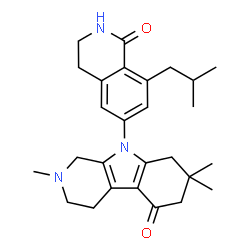 ChemSpider 2D Image | 9-(8-Isobutyl-1-oxo-1,2,3,4-tetrahydro-6-isoquinolinyl)-2,7,7-trimethyl-1,2,3,4,6,7,8,9-octahydro-5H-beta-carbolin-5-one | C27H35N3O2