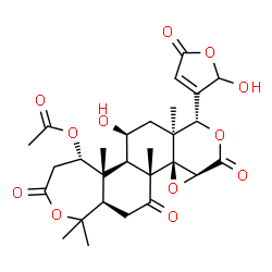 ChemSpider 2D Image | (5S,5aR,5bR,6S,7aS,8R,10aS,11aR,11bR,13aR)-6-Hydroxy-8-(2-hydroxy-5-oxo-2,5-dihydro-3-furanyl)-1,1,5a,7a,11b-pentamethyl-3,10,12-trioxohexadecahydrooxireno[4,4a]isochromeno[6,5-g][2]benzoxepin-5-yl ac
etate | C28H34O12