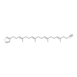 ChemSpider 2D Image | 3-[(3E,7E,11E,15E)-4,8,12,16-Tetramethyl-3,7,11,15-icosatetraen-19-yn-1-yl]furan | C28H40O