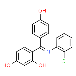 ChemSpider 2D Image | 4-[(E)-[(2-Chlorophenyl)imino](4-hydroxyphenyl)methyl]-1,3-benzenediol | C19H14ClNO3