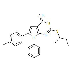 ChemSpider 2D Image | 2-(sec-Butylsulfanyl)-6-(4-methylphenyl)-7-phenylpyrrolo[2,3-d][1,3]thiazin-4(7H)-imine | C23H23N3S2