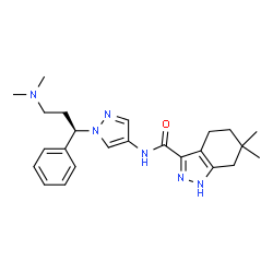 ChemSpider 2D Image | N-{1-[(1R)-3-(Dimethylamino)-1-phenylpropyl]-1H-pyrazol-4-yl}-6,6-dimethyl-4,5,6,7-tetrahydro-1H-indazole-3-carboxamide | C24H32N6O