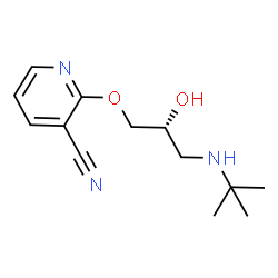 ChemSpider 2D Image | 2-{(2R)-2-Hydroxy-3-[(2-methyl-2-propanyl)amino]propoxy}nicotinonitrile | C13H19N3O2