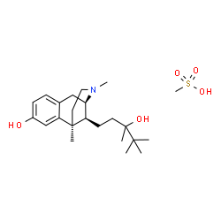 ChemSpider 2D Image | (1S,9R,13S)-13-(3-Hydroxy-3,4,4-trimethylpentyl)-1,10-dimethyl-10-azatricyclo[7.3.1.0~2,7~]trideca-2,4,6-trien-4-ol methanesulfonate (1:1) | C23H39NO5S