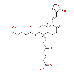 ChemSpider 2D Image | 5-({(1R,2R,4aR,5R,8aS)-2-[(4-Carboxybutanoyl)oxy]-1,4a-dimethyl-6-methylene-5-[(E)-2-(2-oxo-2,5-dihydro-3-furanyl)vinyl]decahydro-1-naphthalenyl}methoxy)-5-oxopentanoic acid | C30H40O10
