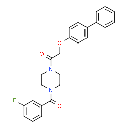 ChemSpider 2D Image | 2-(4-Biphenylyloxy)-1-[4-(3-fluorobenzoyl)-1-piperazinyl]ethanone | C25H23FN2O3