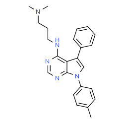 ChemSpider 2D Image | N,N-Dimethyl-N'-[7-(4-methylphenyl)-5-phenyl-7H-pyrrolo[2,3-d]pyrimidin-4-yl]-1,3-propanediamine | C24H27N5