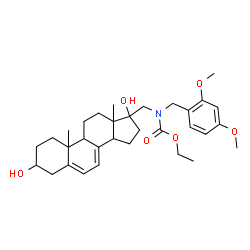 ChemSpider 2D Image | Ethyl [(3,17-dihydroxyandrosta-5,7-dien-17-yl)methyl](2,4-dimethoxybenzyl)carbamate | C32H45NO6