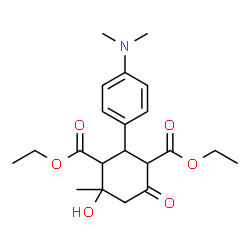 ChemSpider 2D Image | Diethyl 2-(4-(dimethylamino)phenyl)-4-hydroxy-4-methyl-6-oxo-1,3-cyclohexanedicarboxylate | C21H29NO6