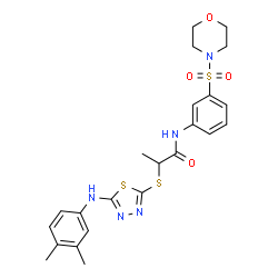 ChemSpider 2D Image | 2-({5-[(3,4-Dimethylphenyl)amino]-1,3,4-thiadiazol-2-yl}sulfanyl)-N-[3-(4-morpholinylsulfonyl)phenyl]propanamide | C23H27N5O4S3