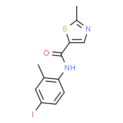 ChemSpider 2D Image | N-(4-Iodo-2-methylphenyl)-2-methyl-1,3-thiazole-5-carboxamide | C12H11IN2OS