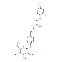ChemSpider 2D Image | 2-(4-Chloro-2-methylphenoxy)-N'-[4-(hexopyranosyloxy)benzylidene]propanehydrazide | C23H27ClN2O8