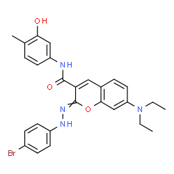 ChemSpider 2D Image | 2-[(4-Bromophenyl)hydrazono]-7-(diethylamino)-N-(3-hydroxy-4-methylphenyl)-2H-chromene-3-carboxamide | C27H27BrN4O3