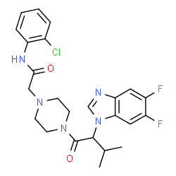 ChemSpider 2D Image | N-(2-Chlorophenyl)-2-{4-[2-(5,6-difluoro-1H-benzimidazol-1-yl)-3-methylbutanoyl]-1-piperazinyl}acetamide | C24H26ClF2N5O2