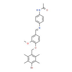 ChemSpider 2D Image | N-{4-[(E)-{4-[(4-Bromo-2,3,5,6-tetramethylbenzyl)oxy]-3-methoxybenzylidene}amino]phenyl}acetamide | C27H29BrN2O3