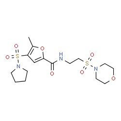 ChemSpider 2D Image | 5-Methyl-N-[2-(4-morpholinylsulfonyl)ethyl]-4-(1-pyrrolidinylsulfonyl)-2-furamide | C16H25N3O7S2