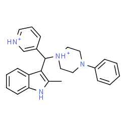 ChemSpider 2D Image | 1-[(2-Methyl-1H-indol-3-yl)(3-pyridiniumyl)methyl]-4-phenylpiperazin-1-ium | C25H28N4