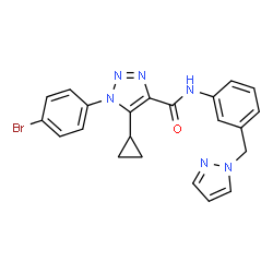 ChemSpider 2D Image | 1-(4-Bromophenyl)-5-cyclopropyl-N-[3-(1H-pyrazol-1-ylmethyl)phenyl]-1H-1,2,3-triazole-4-carboxamide | C22H19BrN6O