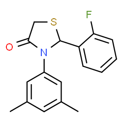 ChemSpider 2D Image | 3-(3,5-Dimethylphenyl)-2-(2-fluorophenyl)-1,3-thiazolidin-4-one | C17H16FNOS
