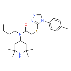ChemSpider 2D Image | N-Butyl-2-{[4-(4-methylphenyl)-4H-1,2,4-triazol-3-yl]sulfanyl}-N-(2,2,6,6-tetramethyl-4-piperidinyl)acetamide | C24H37N5OS