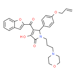 ChemSpider 2D Image | 5-[4-(Allyloxy)phenyl]-4-(1-benzofuran-2-ylcarbonyl)-3-hydroxy-1-[3-(4-morpholinyl)propyl]-1,5-dihydro-2H-pyrrol-2-one | C29H30N2O6