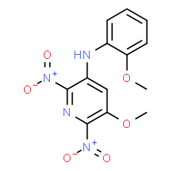 ChemSpider 2D Image | 2,6-bisnitro-3-methoxy-5-(2-methoxyanilino)pyridine | C13H12N4O6