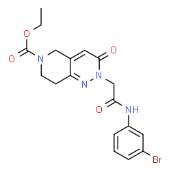 ChemSpider 2D Image | Ethyl 2-{2-[(3-bromophenyl)amino]-2-oxoethyl}-3-oxo-3,5,7,8-tetrahydropyrido[4,3-c]pyridazine-6(2H)-carboxylate | C18H19BrN4O4