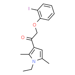 ChemSpider 2D Image | 1-(1-Ethyl-2,5-dimethyl-1H-pyrrol-3-yl)-2-(2-iodophenoxy)ethanone | C16H18INO2