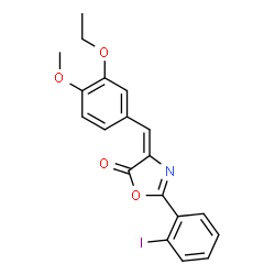 ChemSpider 2D Image | (4E)-4-(3-Ethoxy-4-methoxybenzylidene)-2-(2-iodophenyl)-1,3-oxazol-5(4H)-one | C19H16INO4