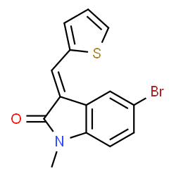 ChemSpider 2D Image | (3E)-5-Bromo-1-methyl-3-(2-thienylmethylene)-1,3-dihydro-2H-indol-2-one | C14H10BrNOS