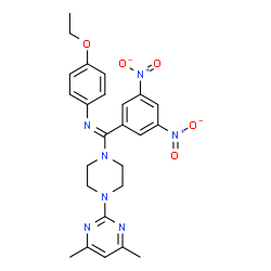 ChemSpider 2D Image | (E)-1-[4-(4,6-Dimethyl-2-pyrimidinyl)-1-piperazinyl]-1-(3,5-dinitrophenyl)-N-(4-ethoxyphenyl)methanimine | C25H27N7O5