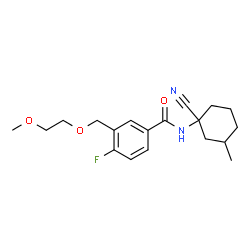 ChemSpider 2D Image | N-(1-Cyano-3-methylcyclohexyl)-4-fluoro-3-[(2-methoxyethoxy)methyl]benzamide | C19H25FN2O3
