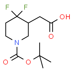 ChemSpider 2D Image | (4,4-Difluoro-1-{[(2-methyl-2-propanyl)oxy]carbonyl}-3-piperidinyl)acetic acid | C12H19F2NO4