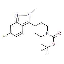 ChemSpider 2D Image | 2-Methyl-2-propanyl 4-(6-fluoro-2-methyl-2H-indazol-3-yl)-1-piperidinecarboxylate | C18H24FN3O2