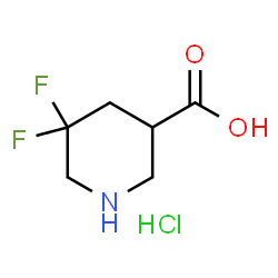ChemSpider 2D Image | 5,5-Difluoropiperidine-3-carboxylic acid hydrochloride | C6H10ClF2NO2